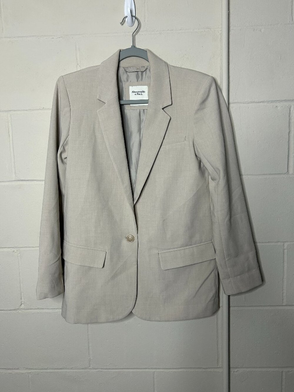 Abercrombie Fitch Blazer Womens Extra Small Neutral Beige Minimalist Business